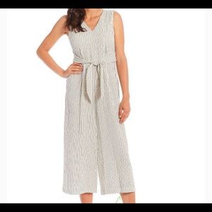 Calvin Klein White/Grey Striped Jumpsuit, brand new with tags. Sz 12